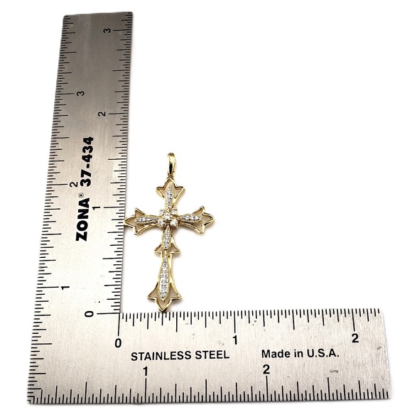 18 Karat Yellow Gold and Diamond Cross Pendant #20505 - Picture 6 of 8